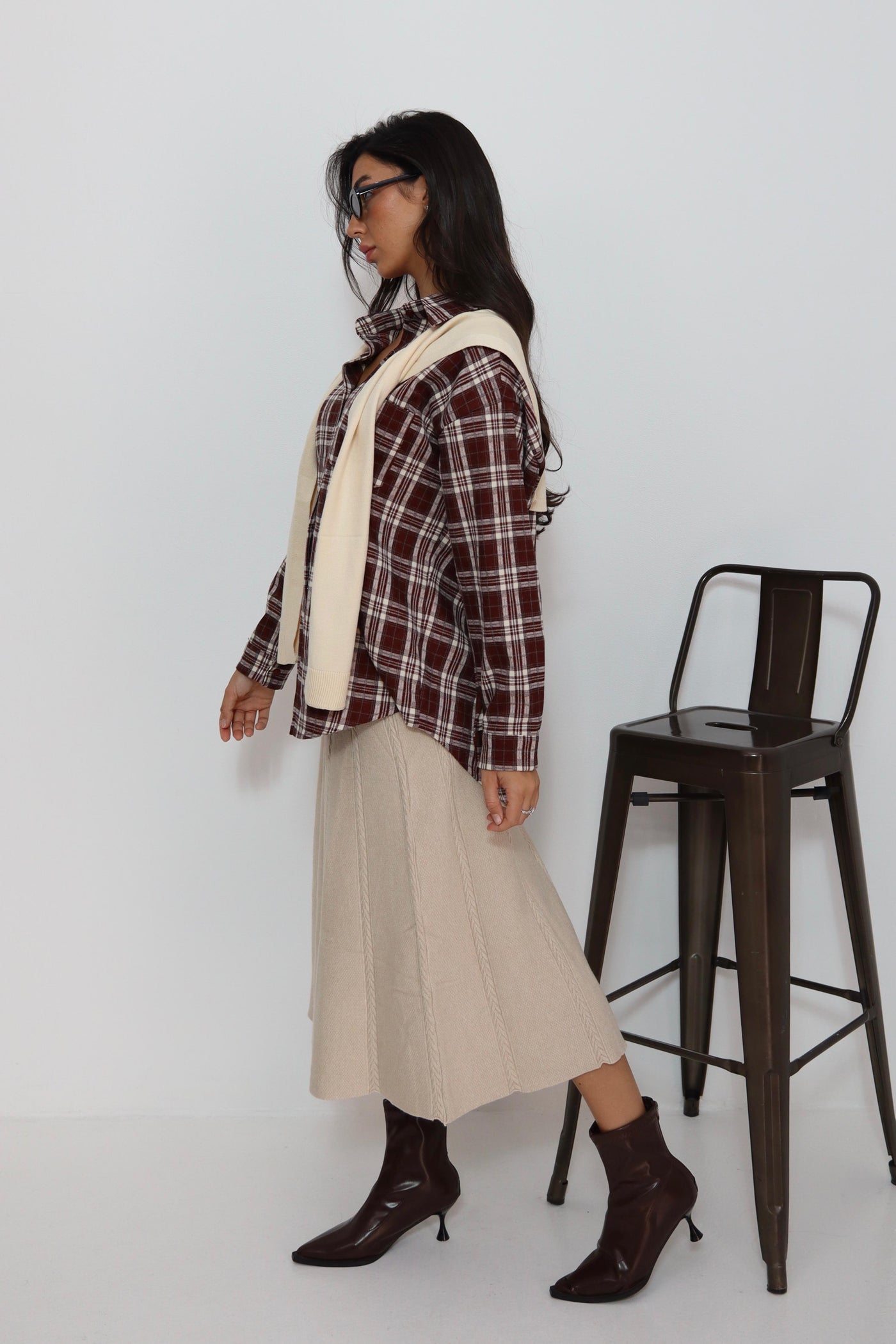 חולצה משבצות עם קשירה