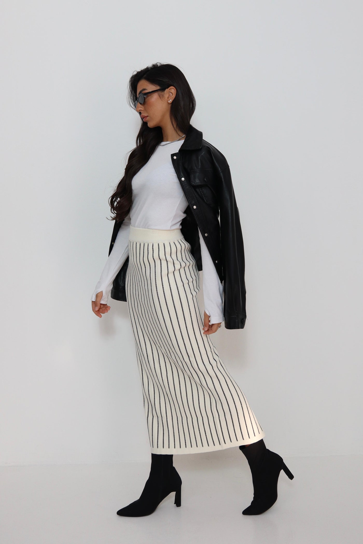 חצאית פסים סריג מקסי