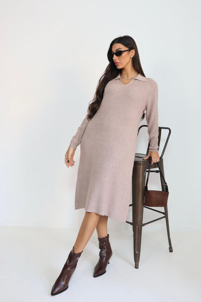 שמלה סריג פתח וי