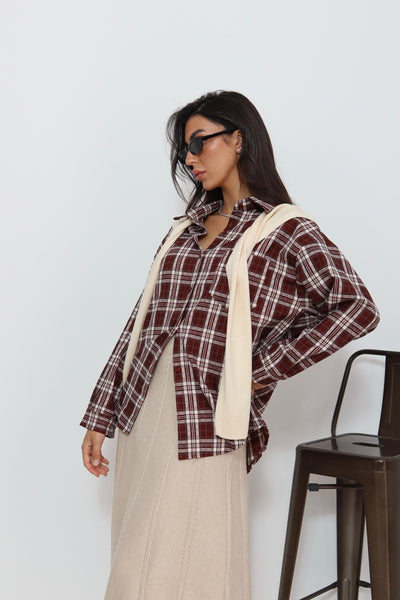 חולצה משבצות עם קשירה