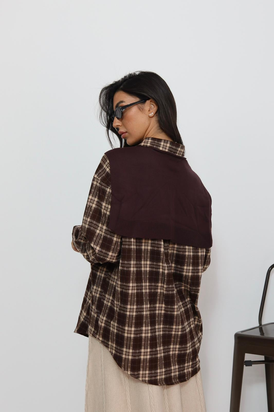 חולצה משבצות עם קשירה