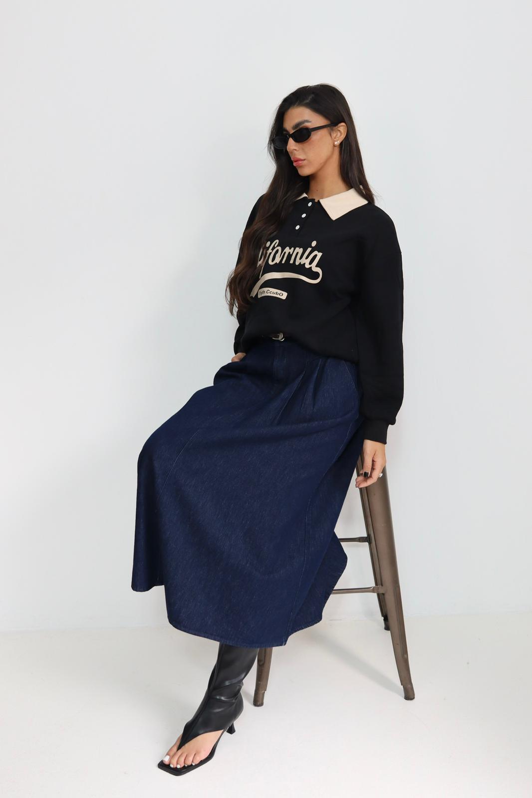 חולצה פוטר עם כתוביות וצווארן