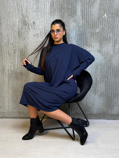 שמלה עטלף בד סריג