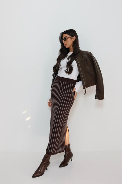 חצאית פסים סריג מקסי