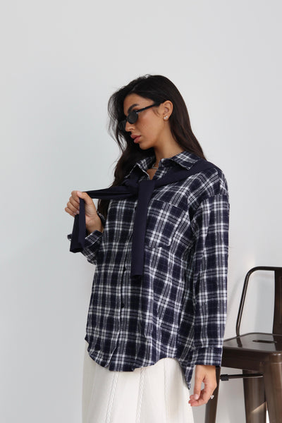 חולצה משבצות עם קשירה