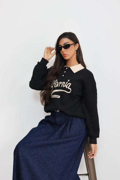 חולצה פוטר עם כתוביות וצווארן