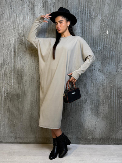 שמלה עטלף בד סריג