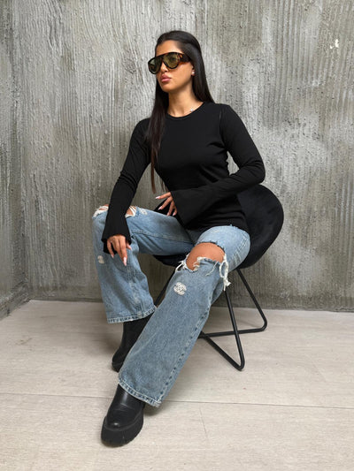 חולצה פתח נפתח בשרוול