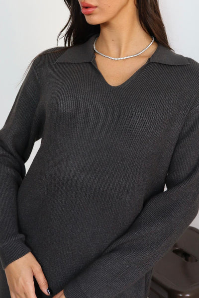 שמלה סריג פתח וי