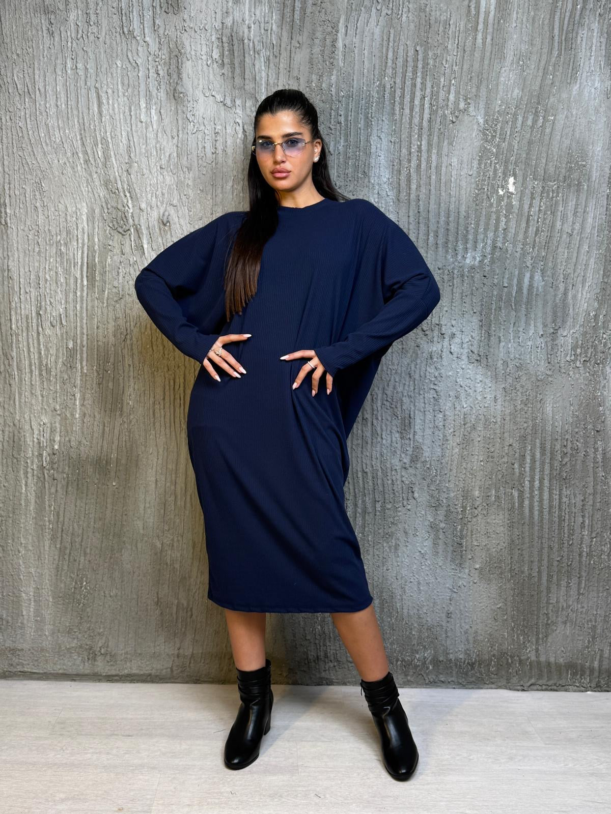 שמלה עטלף בד סריג