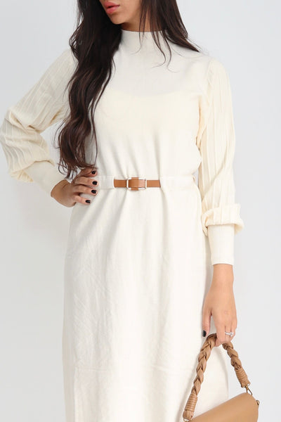 שמלה סריג עם חגורה