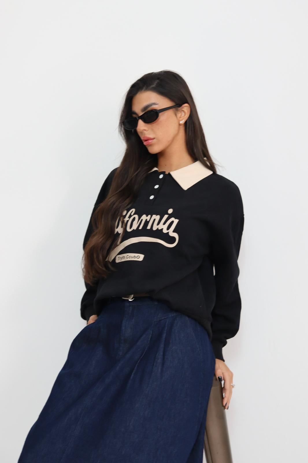 חולצה פוטר עם כתוביות וצווארן