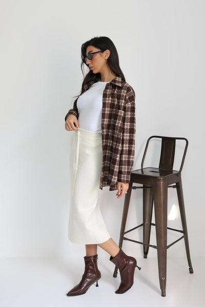 חצאית מידי סריג שרוך