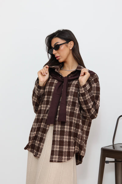 חולצה משבצות עם קשירה