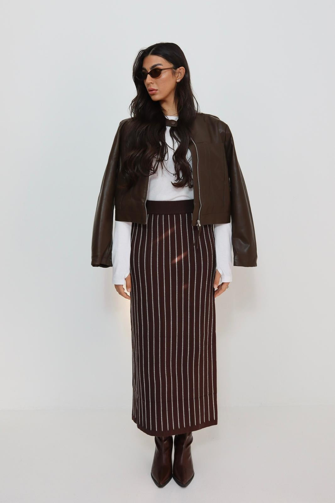 חצאית פסים סריג מקסי