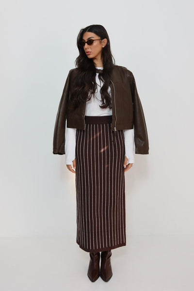 חצאית פסים סריג מקסי