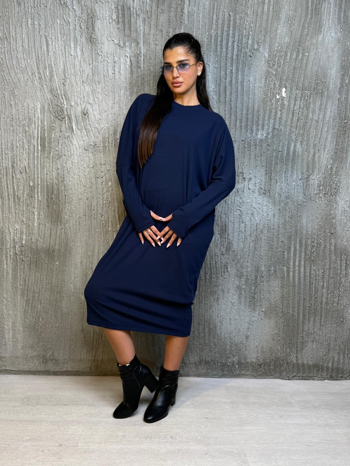 שמלה עטלף בד סריג