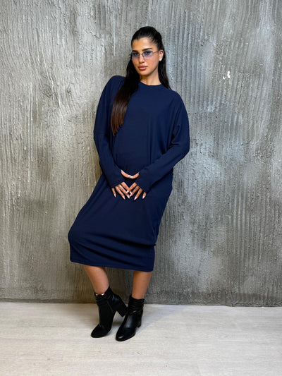 שמלה עטלף בד סריג