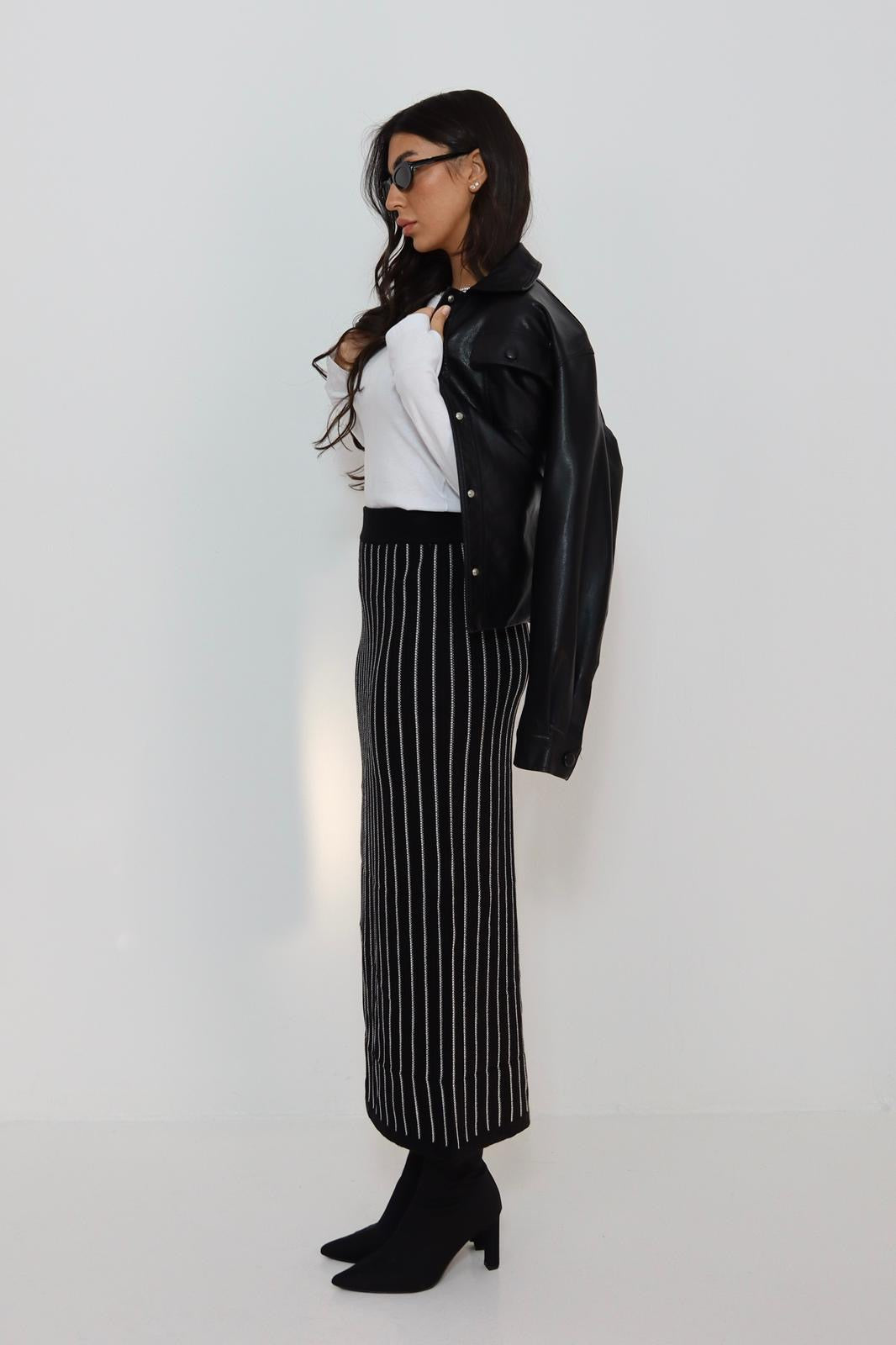 חצאית פסים סריג מקסי