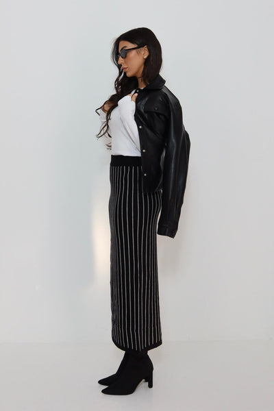 חצאית פסים סריג מקסי