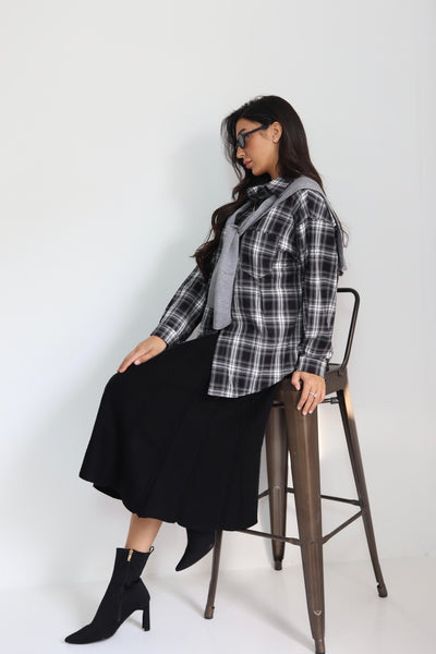 חולצה משבצות עם קשירה