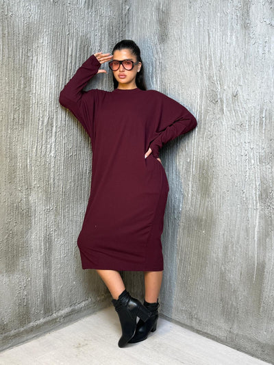 שמלה עטלף בד סריג