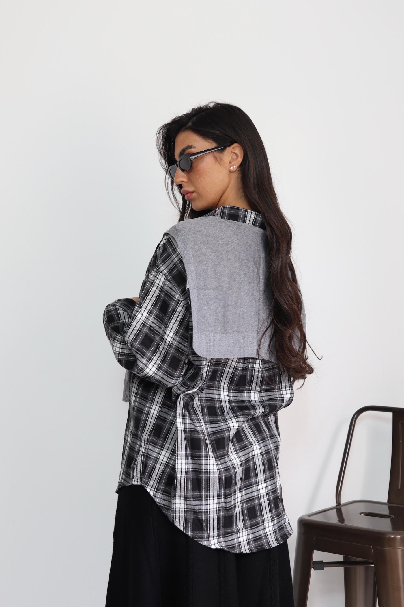 חולצה משבצות עם קשירה