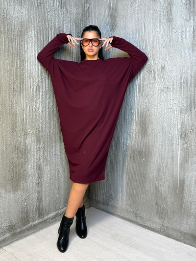 שמלה עטלף בד סריג