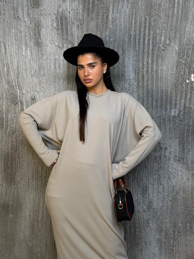 שמלה עטלף בד סריג