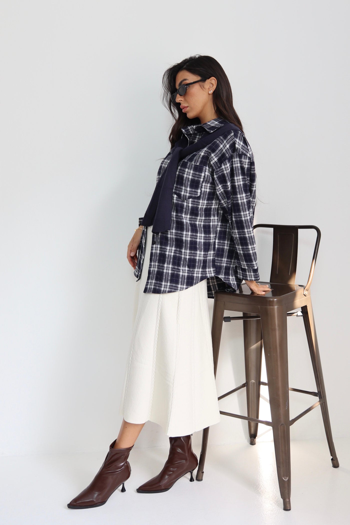 חולצה משבצות עם קשירה