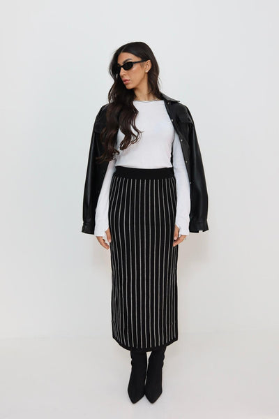 חצאית פסים סריג מקסי