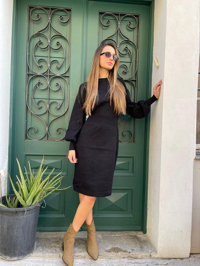 שמלה סריג עם מנג'ט במותן