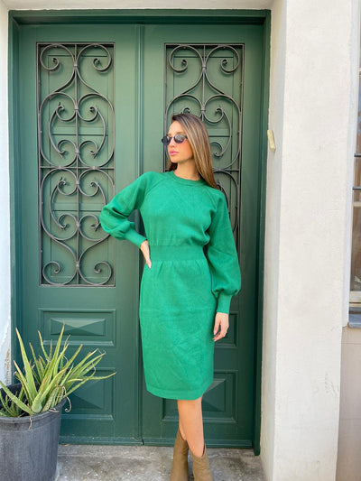 שמלה סריג עם מנג'ט במותן